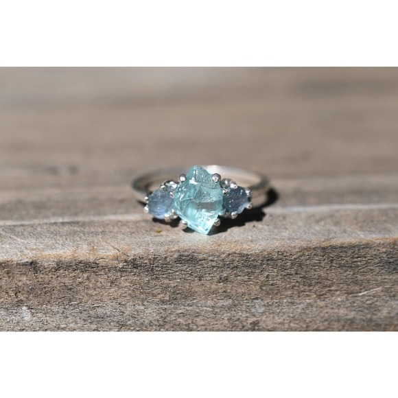 Aquamarine blue Montana sapphire engagement ring size 3 4 5 6 7 8 9 10 1… - Picture 3 of 4